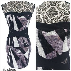 RUBY ROX Mini Sequin Strapless Mesh Insert Bodycon Stretch Party Prom Dress 3